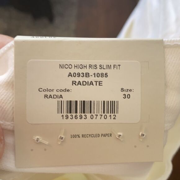 Agolde White Nico High Rise Slim Fit Jeans Contemporary Casual Coastal - Picture 8 of 15